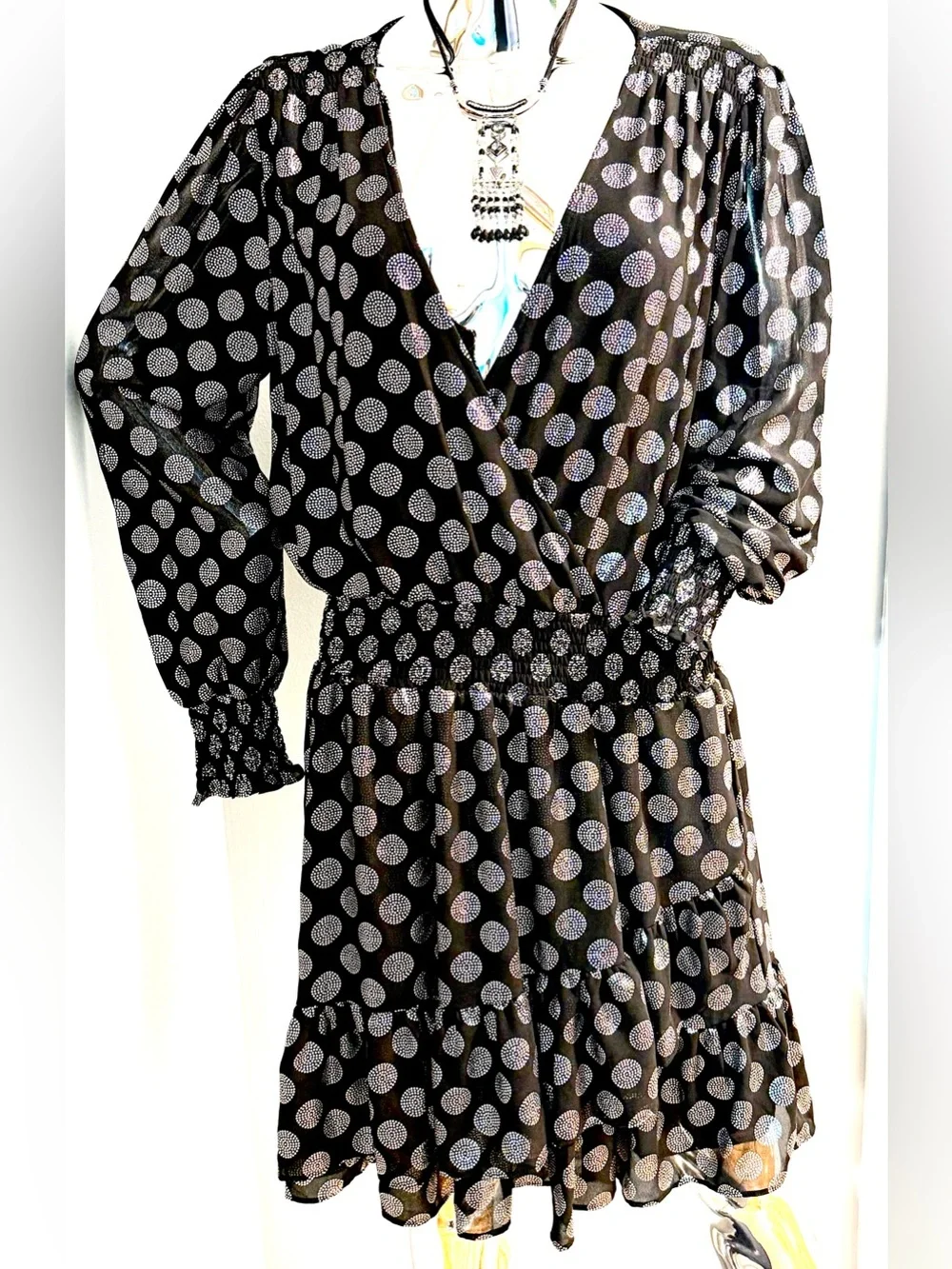 Michael Kors Black Dress with Silver Polka Dots